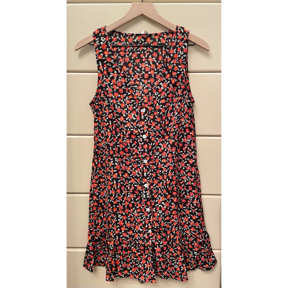Floral v-neck button front mini dress